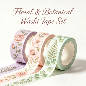 Floral Botanical Washi Tape | Nature Flower Decor Tape Set