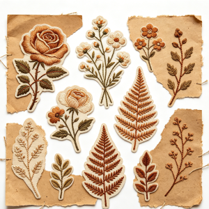 Vintage Botanical Iron-on & Sew-on Patches | Retro Floral Embroidery Patch Set